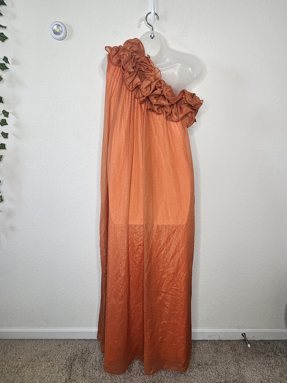 Sunfere Hedda Orange One Shoulder Ruffle Maxi Dress Size S Formal Gown - Picture 13 of 16